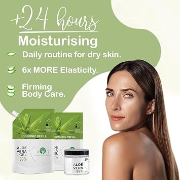100% Pure Aloe Vera Gel Directly from Lanzarote Spain Moisturizer for Face Body Pimples Dry Skin After Sun Sunburn Hair Gel After Shave Men 1000 ml