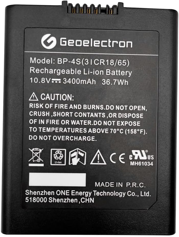 Replacement for BP-4S Battery Pack 10.8V Li-ion 3400mAh 36.7Wh, Compatible with 3ICR18/65 Battery, for Geoelectron G10 S10 Zenith 35 GNSS Receiver Rechargeable Battery