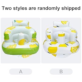 AirSwim Inflatable Baby Seat, Inflatable Baby Chair for Babies 3 Months and Up, Summer Blow Up Chair with Built in Air Pump, Infant Floor Seats for Learning to Sit, Palying, Camping, Lemon