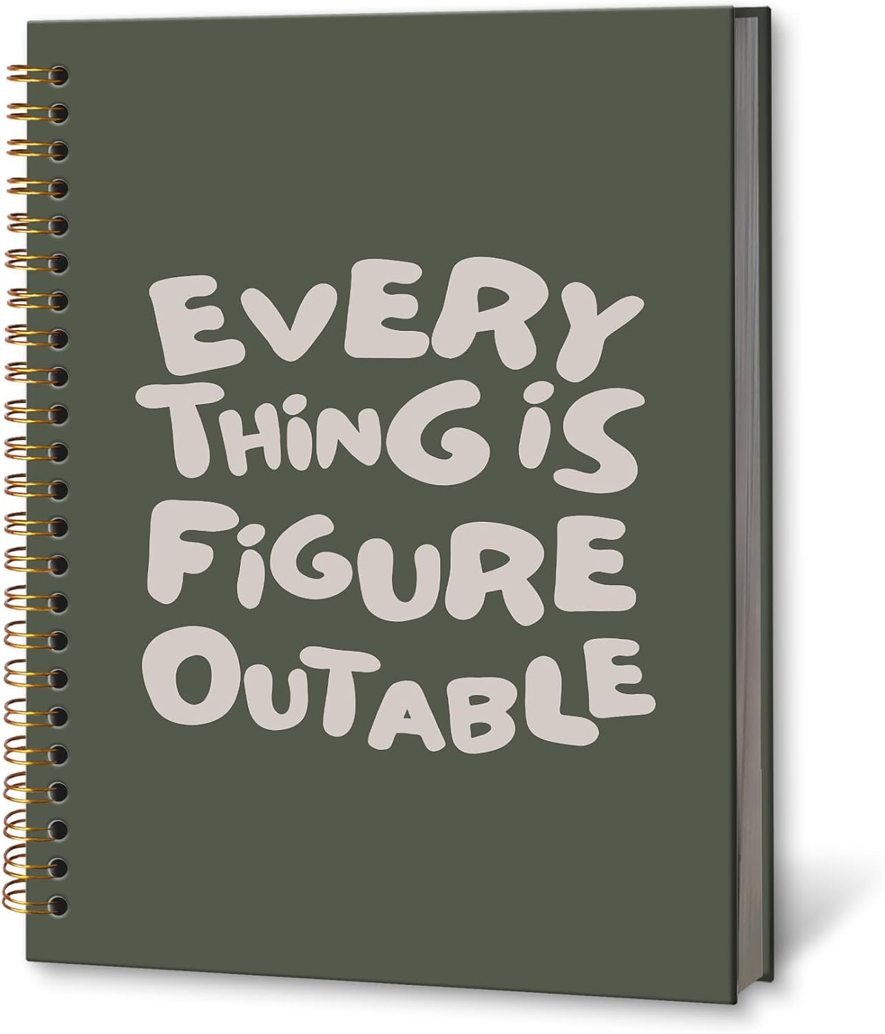 Everything Is Figureoutable Notebook Journal 5.5x8.3in, Positivity Journal for Writing, Inspirational Positivity Notebooks for Note Taking, Green Funny Motivational Hardcover Spiral Notebook