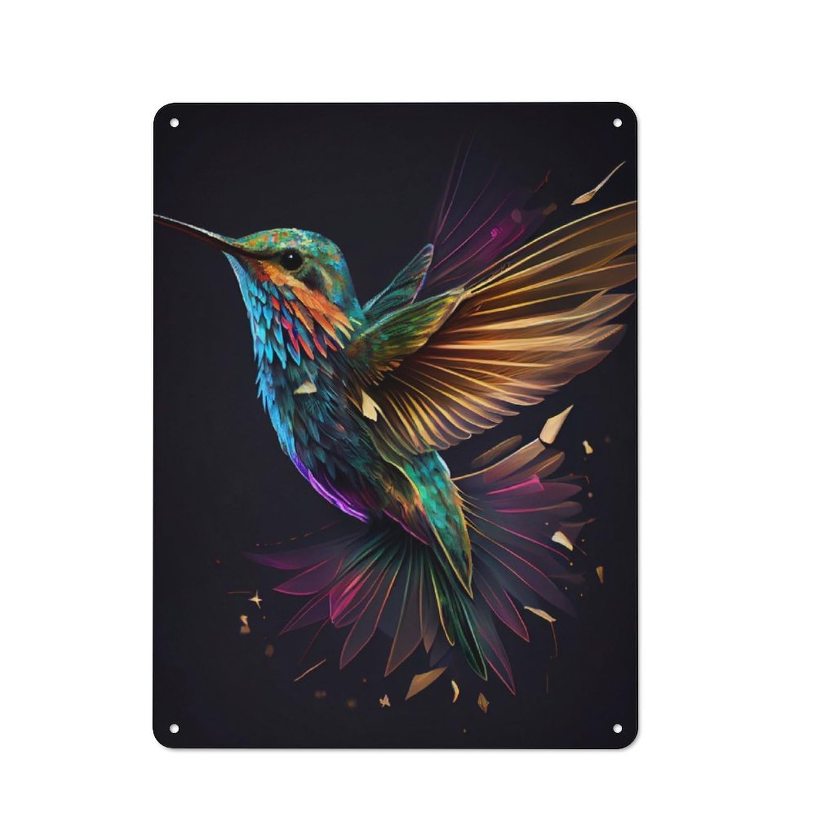 Junmoney Hummingbird Bird Retro Metal Sign 40X30cm, Distressed Look Retro Room Decor For Living Room, Hallway, Kitchen Or Cafe