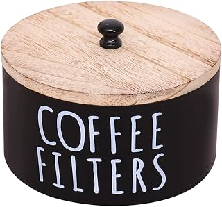 AUklOPVZZ Caja de Para madera para filtros con tapa, contenedor multiusos, dispensador de filtros, etc. (sin filtros). , negro