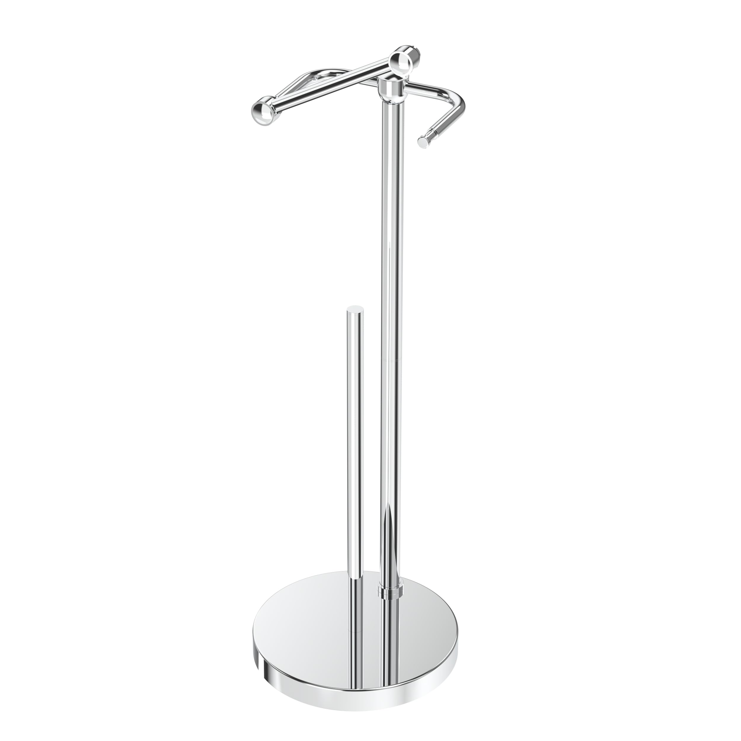 Porta rotolo di carta igienica con contenitore, in acciaio inox, cromato | Supporto per rotolo di carta igienica a doppio palo girevole, base pesante, per bagno, supporto per rotolo di carta igienica