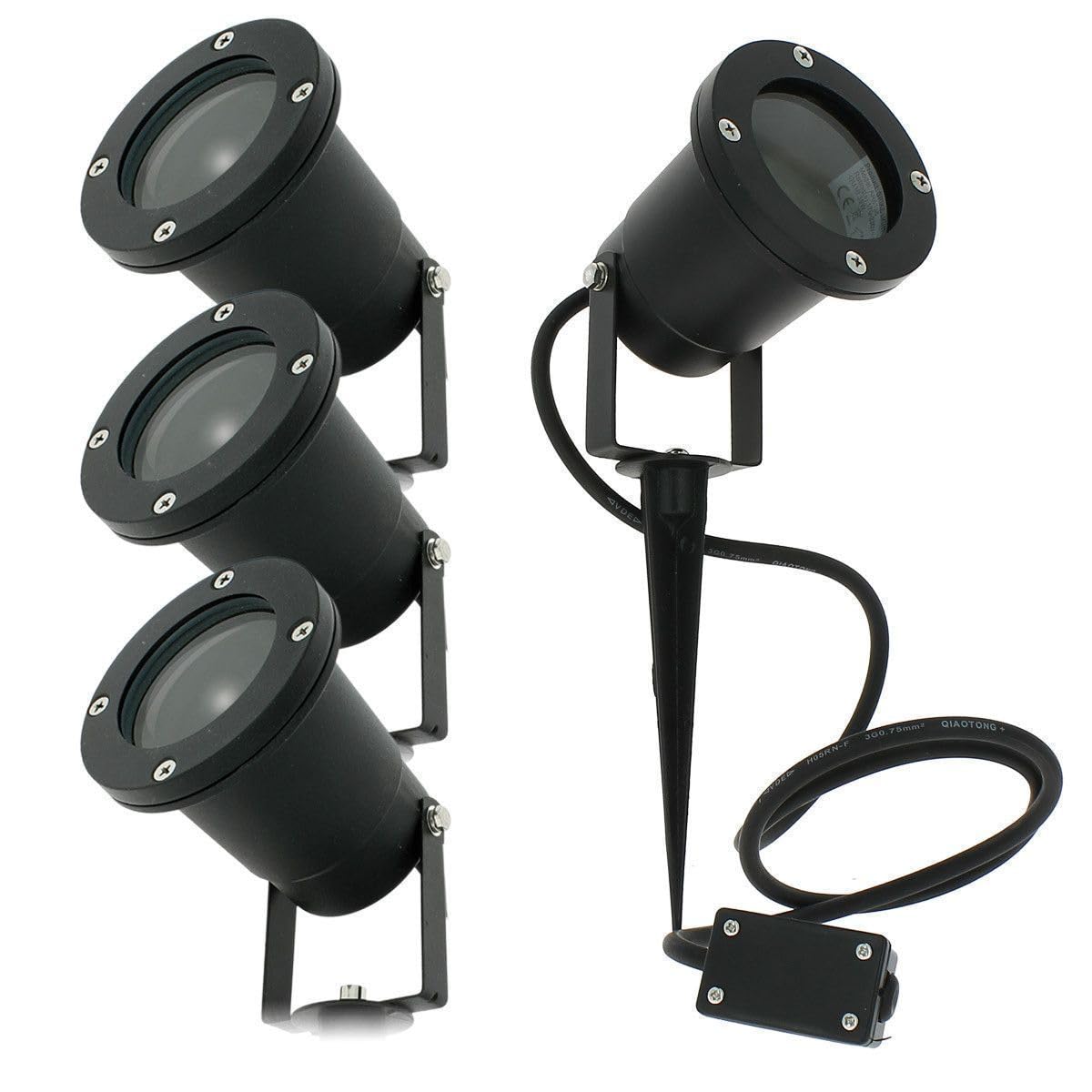 Arum Spots Extérieurs Nus à Piquer pour LED GU10 Éclairage de Jardin (4 Spots)