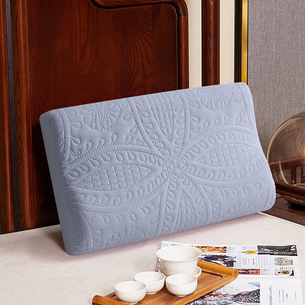 Pillow Cover Rebound Quilted Contour Pillow Case Memory Foam Latex Pillowcase Zippered Protector,D,40CM