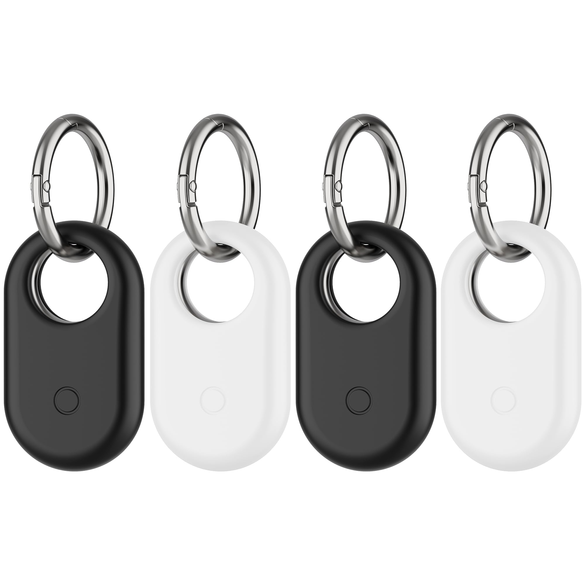 for Samsung SmartTag2 Case, [4 Pack] Silicone Holder for Galaxy Smart tag 2 Keychain Full Body Shockproof, Anti-Scratch for Backpacks, Car Keys, Dog Collars, 2Black/2White