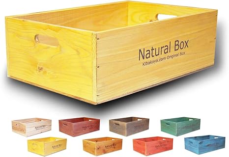 Amazon M イエロー カラーが選べる 日本製 ナチュラルカラー ワインボックス ワイン木箱 安心の自然塗料 ストレージボックス ストッカー 収納箱 収納ボックス アンティーク 職人手作り 新聞 野菜 ストッカー おもちゃ箱 フリーボックス Cb100 収納ケース