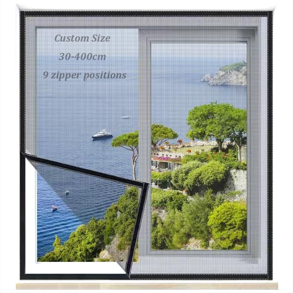Yuly Custom Self-Adhesive Cat Window Guard Screen, Size,Fly Screen Mosquito Insect Window Mesh Net With Zipper Opening,Kitty Pet Anti-Escape Safety Netting