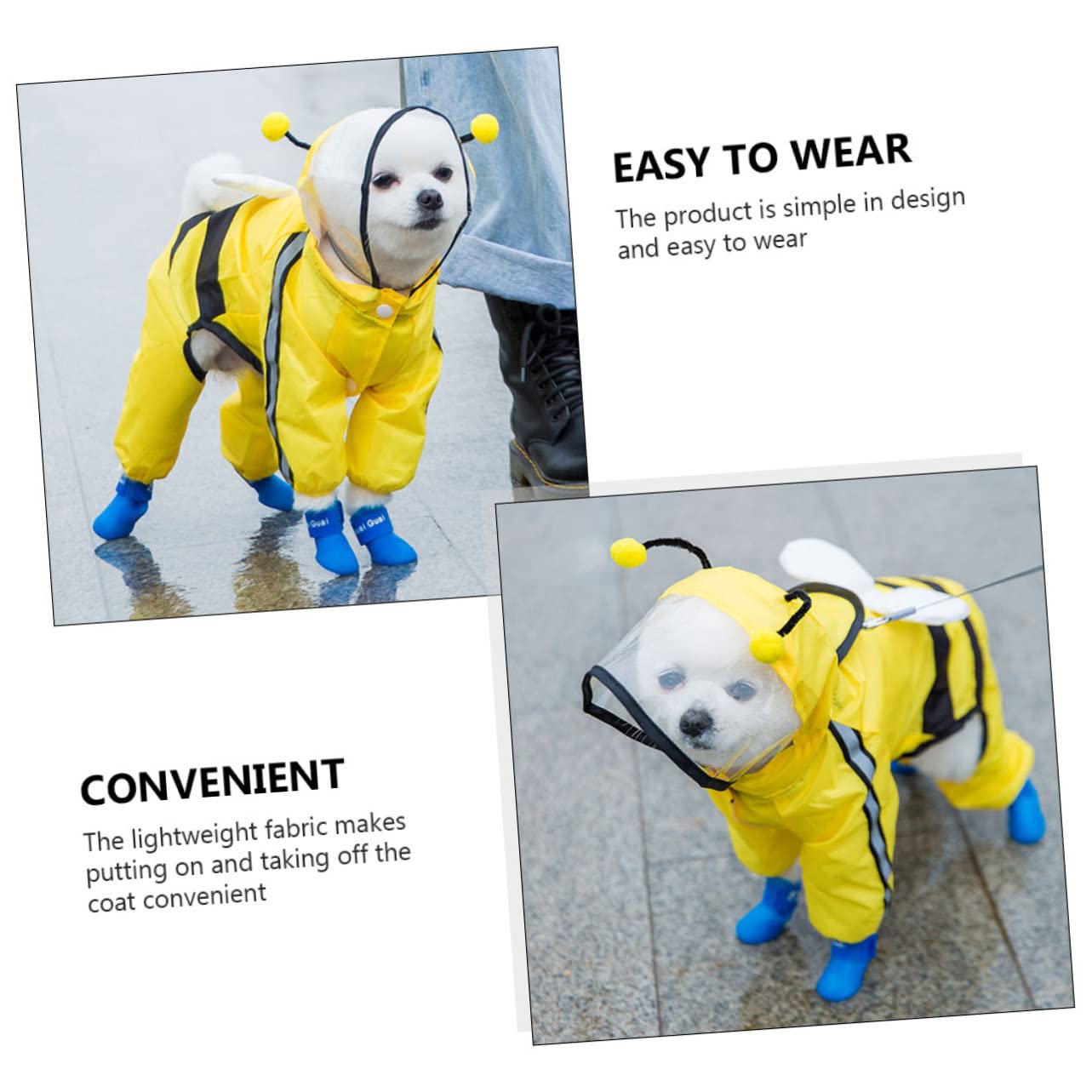 Didiseaon 3pièces Manteau De Pluie pour Chiens Abeille Veste Imperméable Et Respirante pour Petits Et Moyens Chiens Poncho Pratique Et pour Journées Pluvieuses