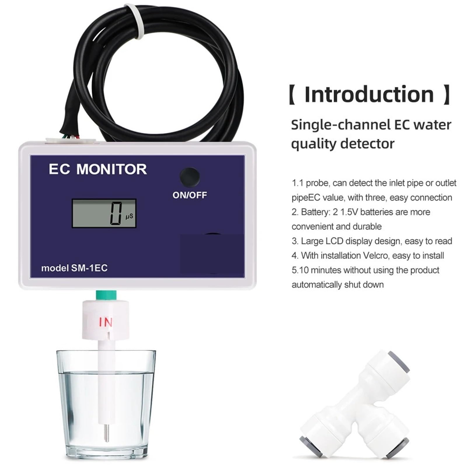 Medidor EC de sonda única 1EC, probador calidad del agua en línea, Monitor conductividad eléctrica Digital Laboratorio de investigación