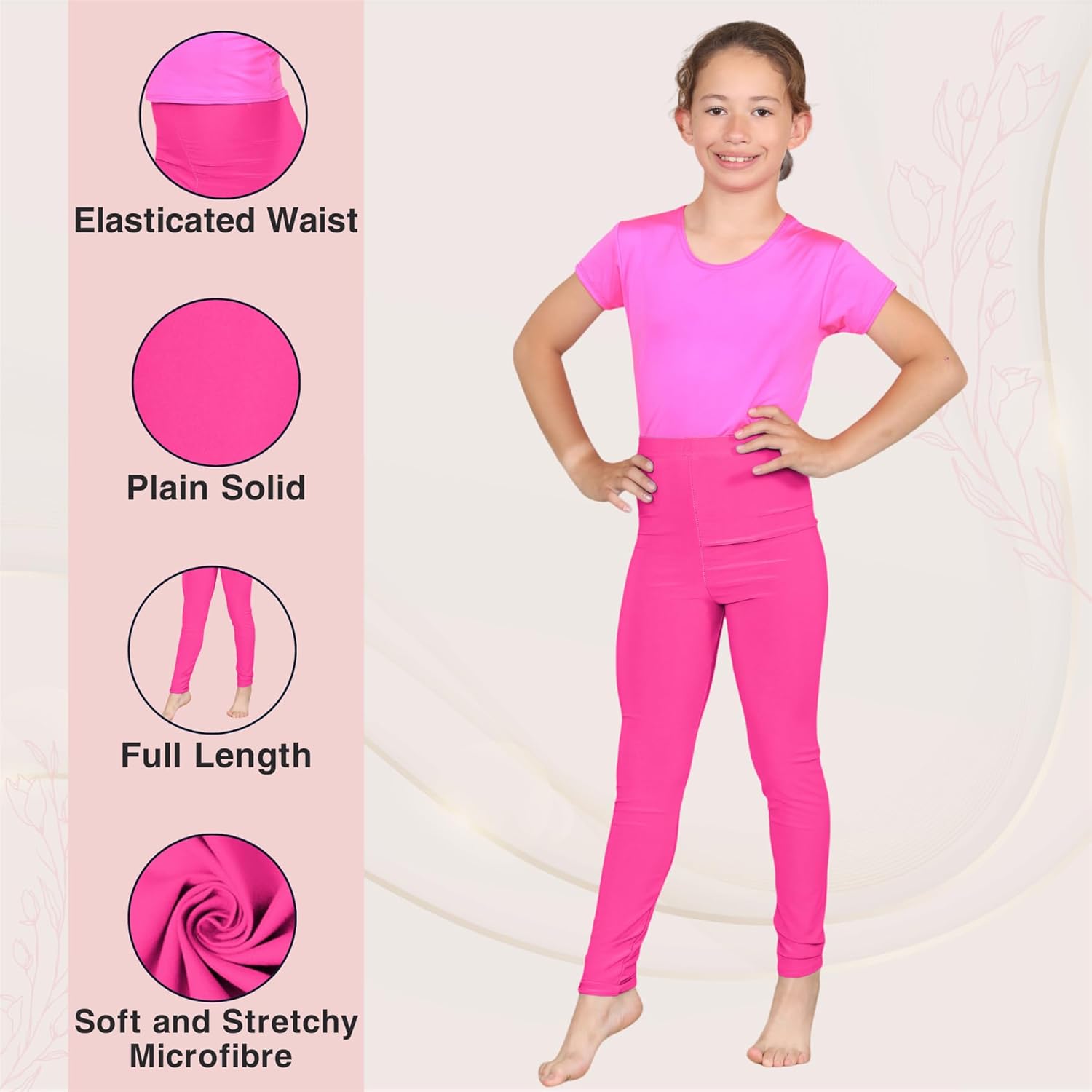 Janisramone® Kids Leggings Microfiber Soft Gym Leggings Plain Skinny Stretchy Dance Tights School Trousers for Girls and Boys