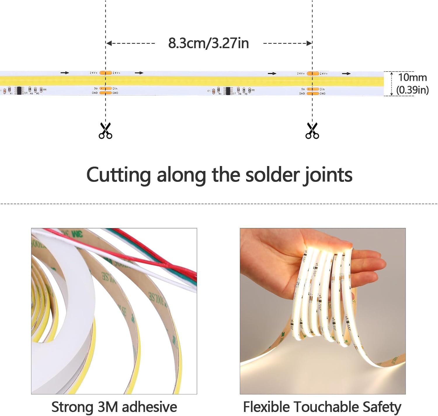 GOMING 24V 32.8ft WS2811 IC COB LED Strip Lights Natural White 4000K Addressable Running Water Effects 360LED/M CRI 93+ IP20 Not Waterproof LED Tape Lights for Home Decor(No Adapter and Controller)