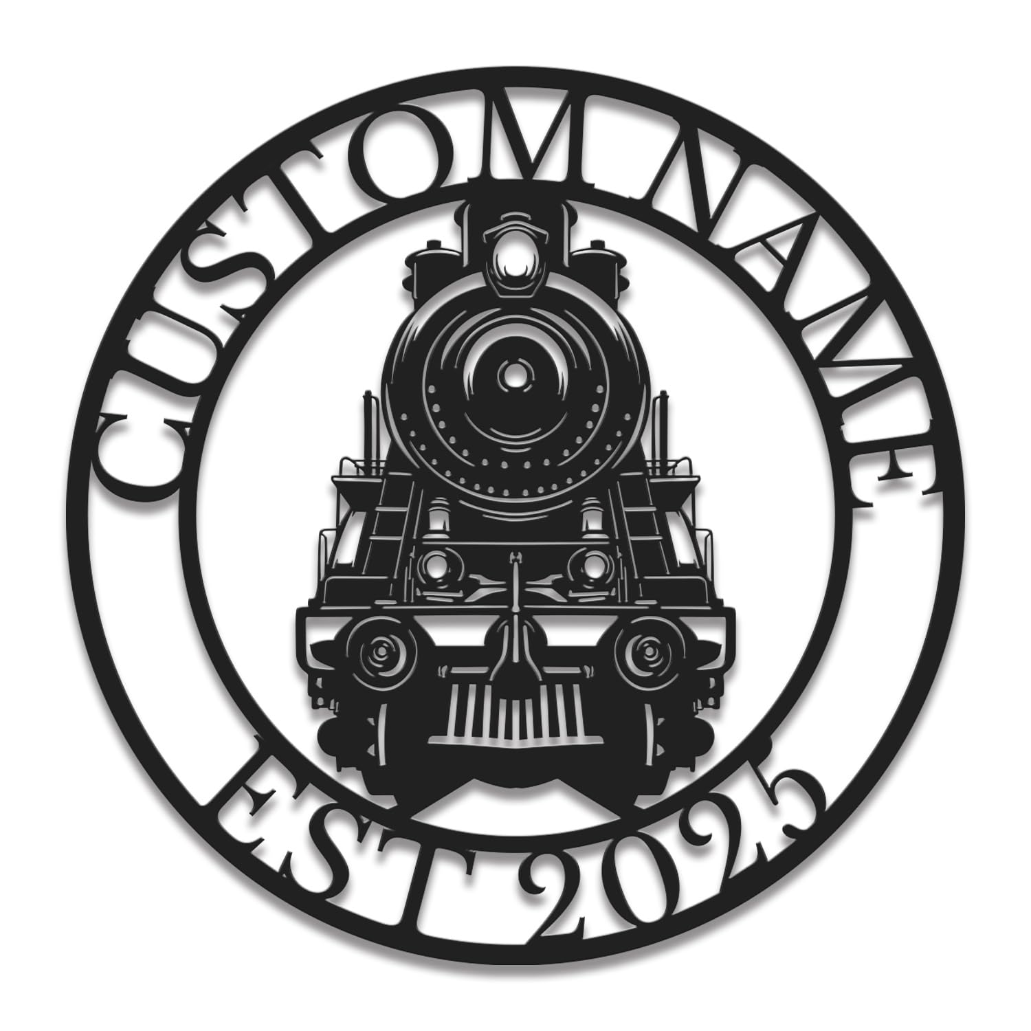 Personalized Railroad Metal Wall Art – Custom Train Engine & Station Sign – Industrial Decor for Man Caves, Offices & Train Lover Gifts (Style-5)