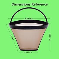 Vista 3 de Filtros de café reutilizables de cono #4 de cesta de repuesto para máquinas de café Cuisinart (2 filtros reutilizables)
