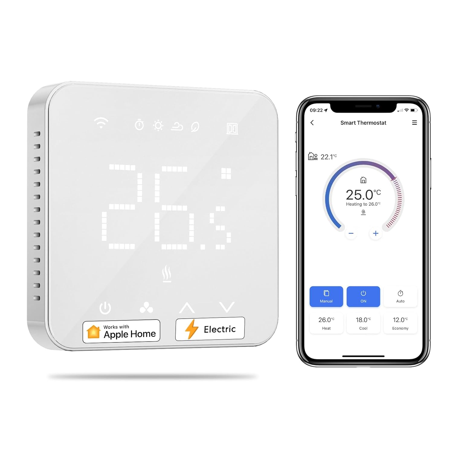 Meross Smart Thermostat for Electric Underfloor Heating, Programmable