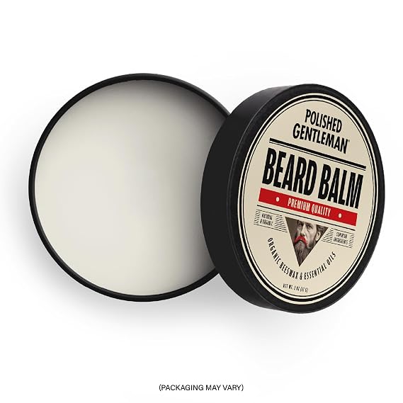 Polished Gentleman Sandalwood Beard Balm with Beeswax and Shea Butter, 2 oz