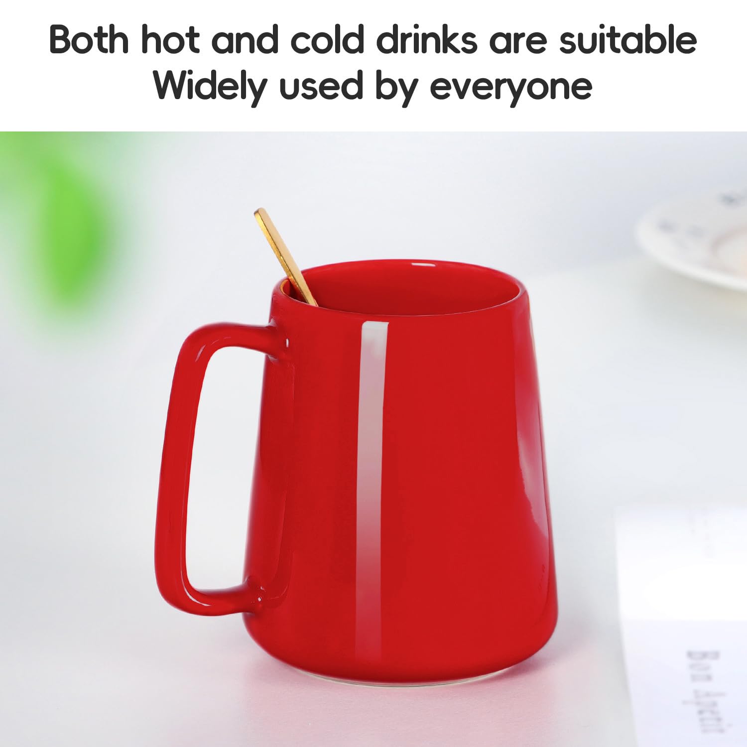 Smilatte M016 Lot De 2 Grandes Tasses à Café En Céramique Unie Avec Poignée Pour Papa, Homme, 591 Ml, Rouge