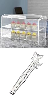 Acrylic Bakery Pastry Display Case,2 Tier Cakes Donut Cupcakes Cabinet Food Display Stand Including Cross Screwdriver and Butterfly Shaped Bread Clip (2 Tier)