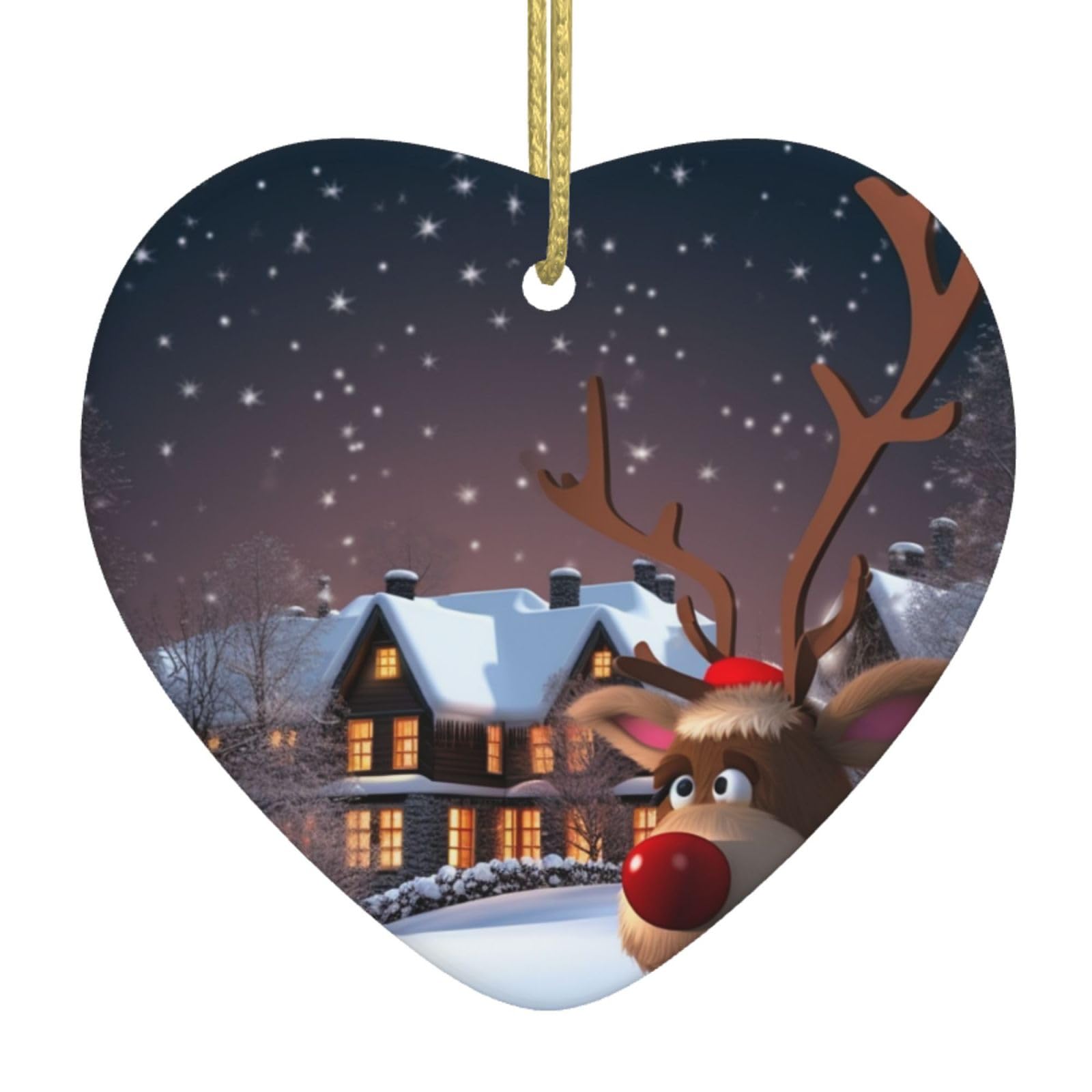 Christmas Christmas Ornament 2025 Heart Ceramic Hanging Ornaments for Home Decor Christmas Decorations with Gold Rope Double-Sided Xmas Tree Ceramic Hanging for Holiday Party