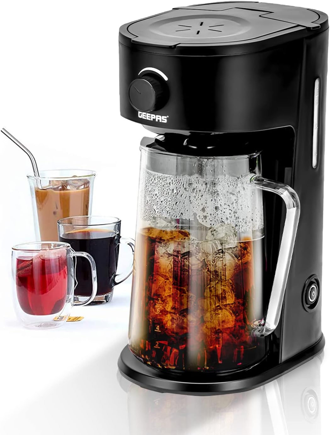 GEEPAS 700W Ice Tea & Coffee Maker Brews Iced Coffee or Hot Coffee, 2