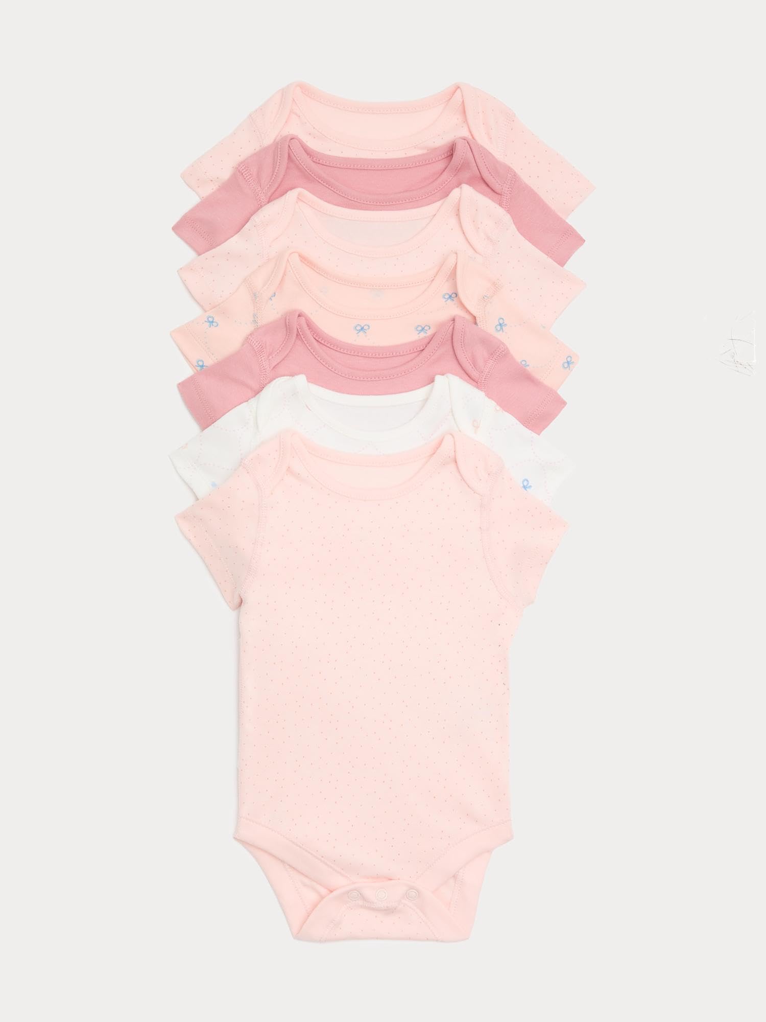 Marks & Spencer Bodies Bébé Lot de 7 en Pur Coton avec Détail Nœud, Mixte Garçon et Fille