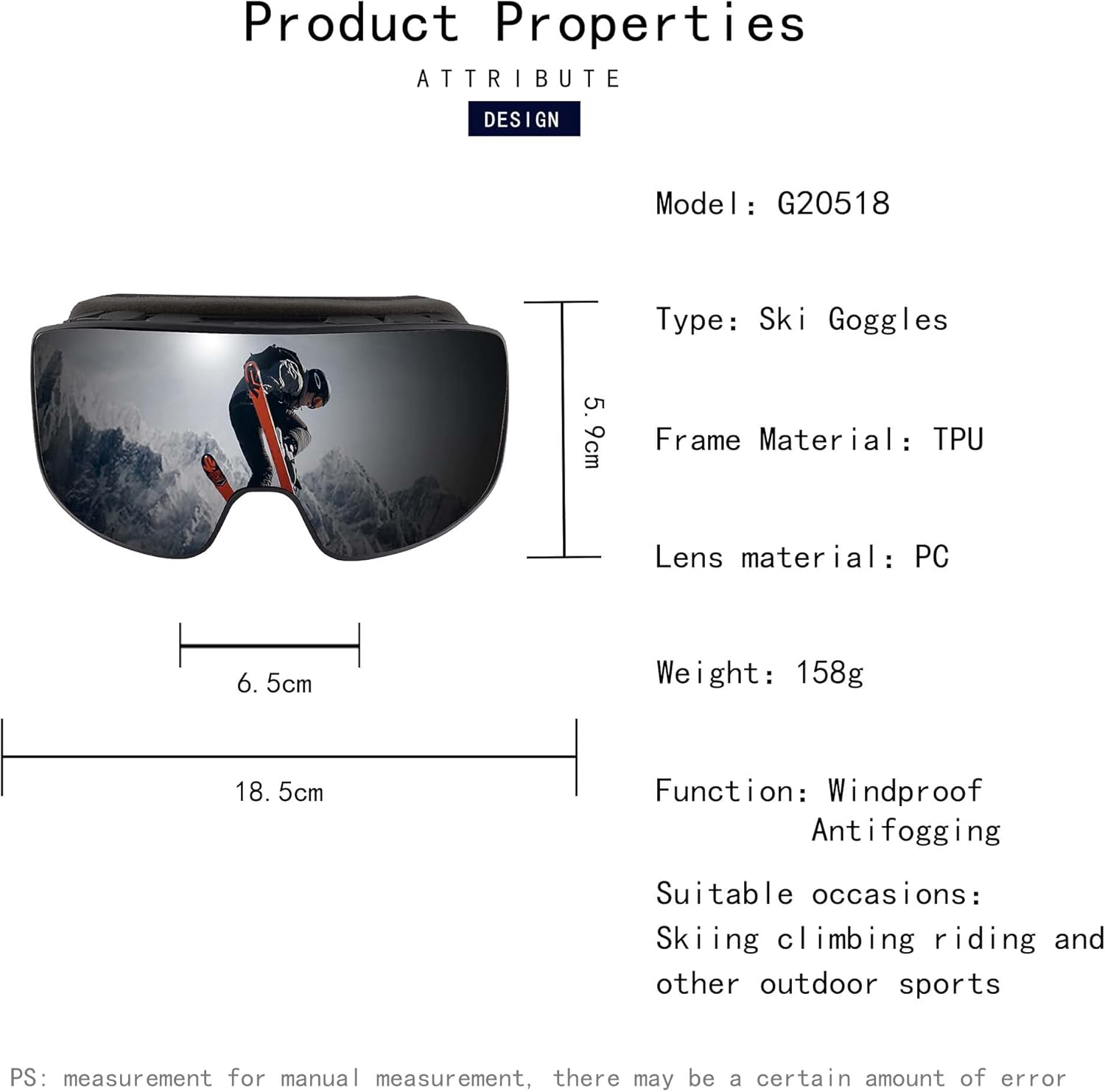 Ski Goggles,OTG Snowboard Glasses,Anti-fog Snow Sports Goggles for Men Women & Youth Polarized Winter Skiing Goggles