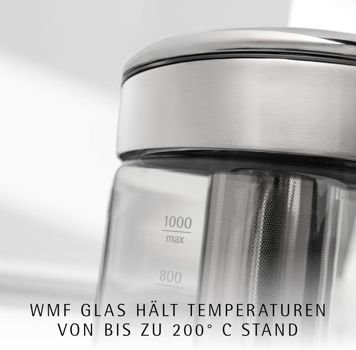 WMF Küchenminis 2 in 1 Vario Wasserkocher mit Temperatureinstellung 1,0l 1900 W Teekocher Glas mit Teebeutelhalter un...