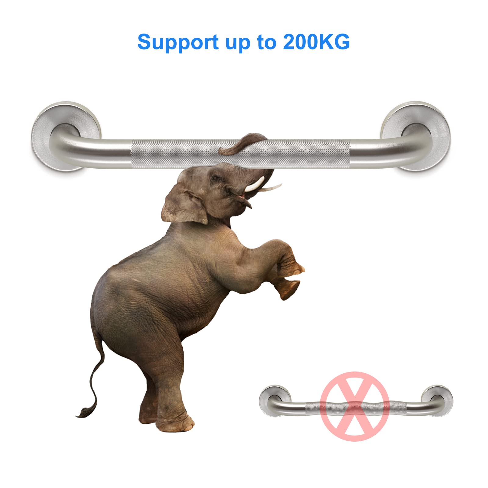 Agarrador Ducha Personas Mayores, 40CM Ø32MM Acero Inoxidable 304, Carga Hasta 200Kg, para Baños, Pasillo, Bañera, Escaleras, Decuado para Ancianos, Niños, Mujeres Embarazadas, Discapacitados