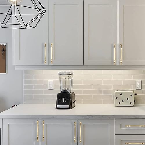 Miniatura 3 de BRONZEHOMM Paquete de 10 manijas doradas de gabinete de cocina de 5 pulgadas (5.039 in), tiradores de gabinete, accesorios de gabinete de cocina