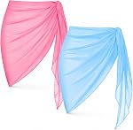 2 Pieces Sarong Coverups for Women Bathing Suit Wrap Swimsuit Skirt Bikini Swimwear Chiffon Cover Up Beach Accessories