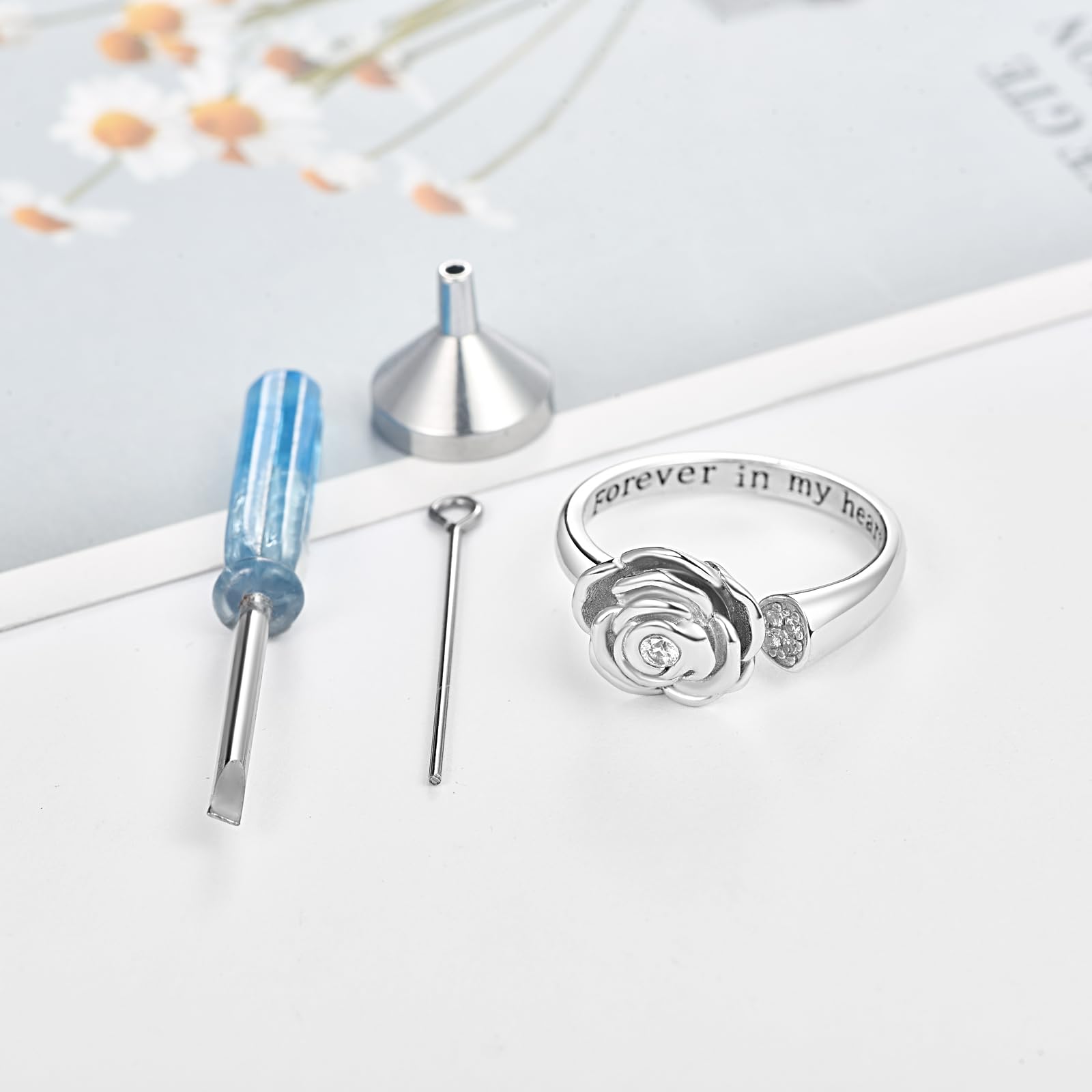 KINGWHYTE Anillo de plata de ley 925 con diseño de infinito para mujer, urna de cremación, cenizas, anillo de recuerdo, joyería para mujeres, madres, hombres y mascotas, Plata de ley