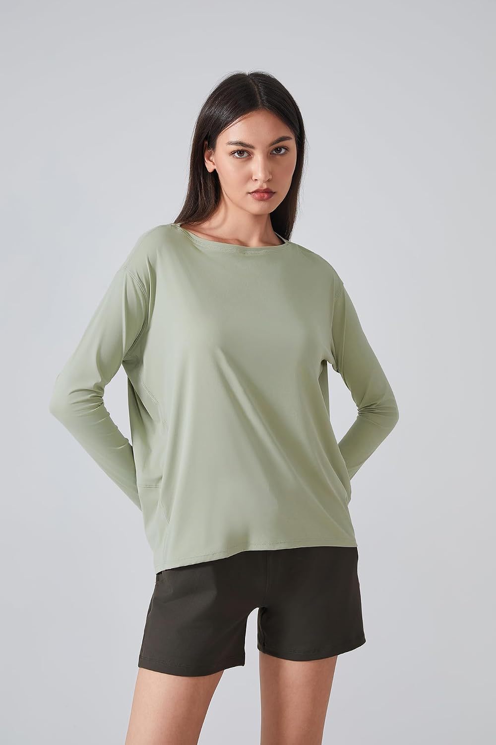 altiland Boat Neck Long Sleeve Workout Shirts for Women, Buttery Soft Running Gym Athletic Yoga Tops Loose Fit