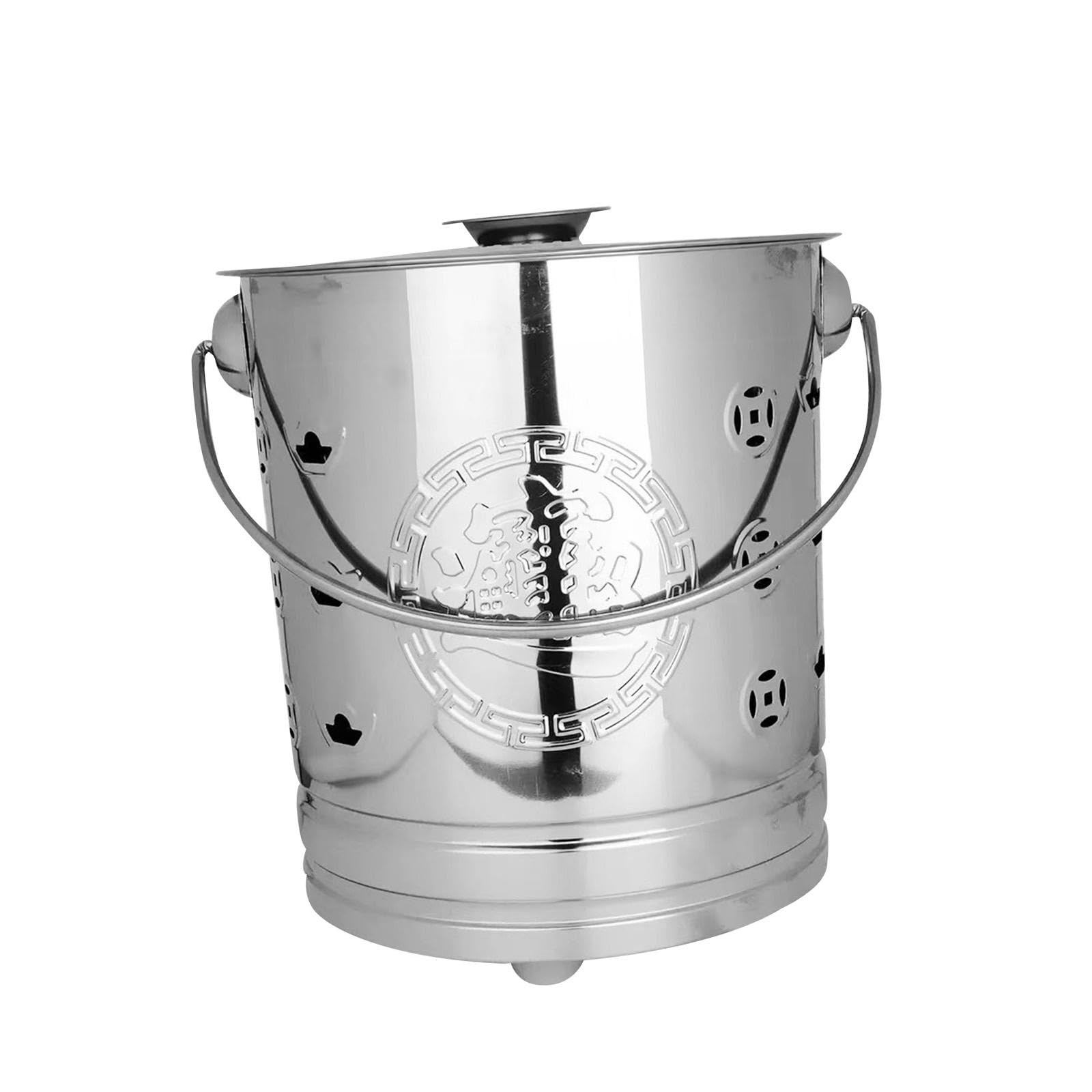 Burning Bucket Portable Paper Burn Barrel Burning Paper Bucket Fire Basin Silver|Home & Garden | Yard, Garden & Outdoor Living | Outdoor Cooking & Eating | Fire Pits & Chimineas-image-4