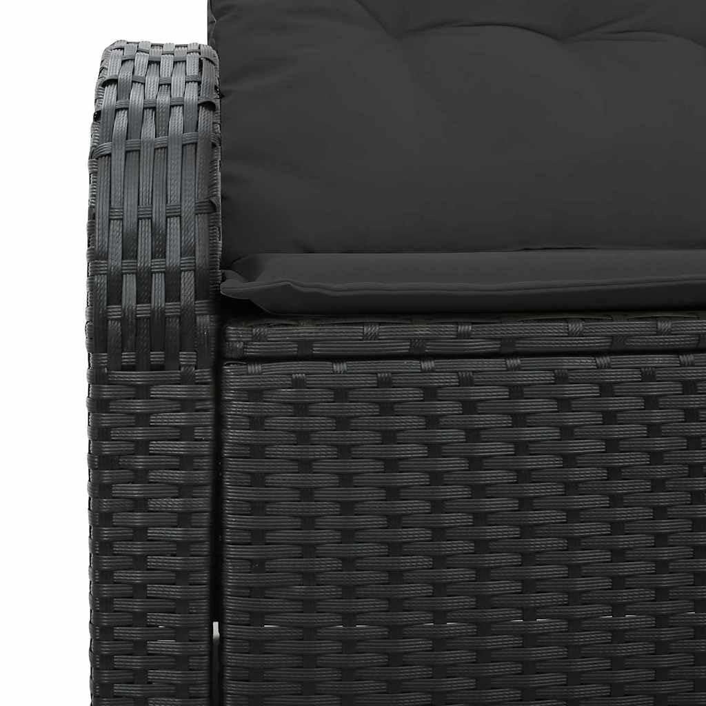 Divano da giardino nero, 124 x 62 x 69 cm, in rattan sintetico, 2 posti, per terrazza, balcone, set da giardino resistente alle intemperie