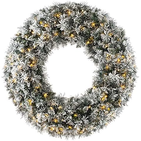 WeRChristmas 1m Snow-Flocked Majestic Wreath Cover