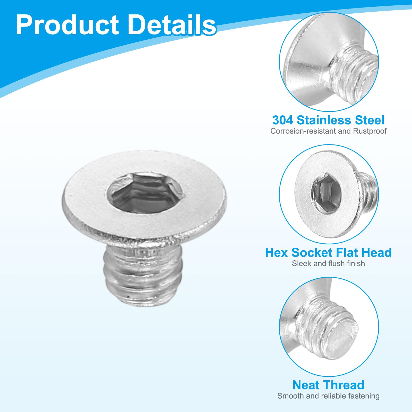 PATIKIL M3 x 4 mm Flat Head Socket Cap Screws - Image 3