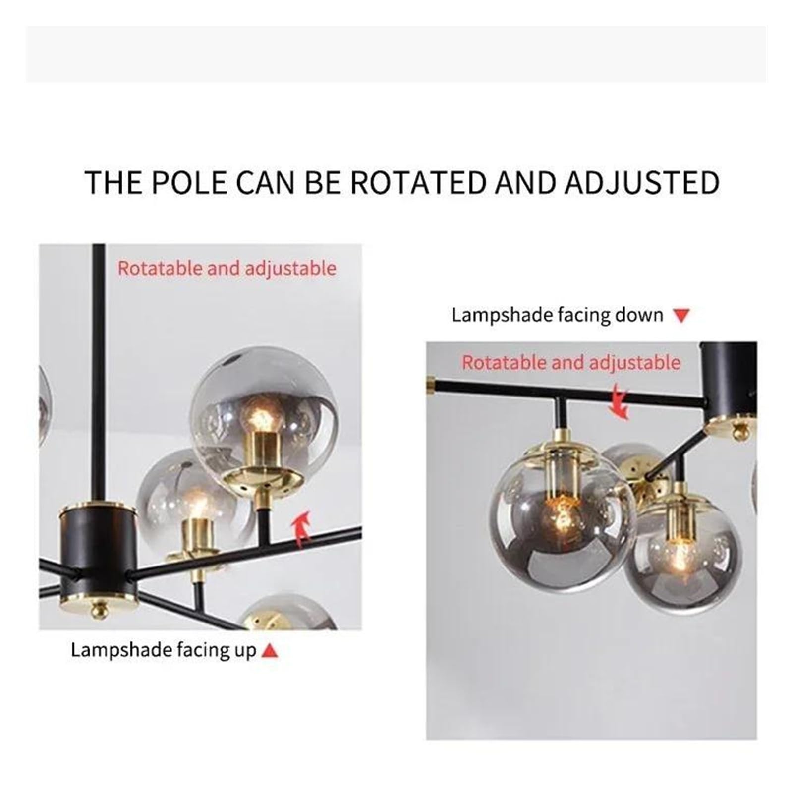 Genérico Lámparas de araña, Lámpara colgante moderna con bola de cristal LED for sala estar, comedor, cocina, dormitorio, decoración del hogar(10Heads)