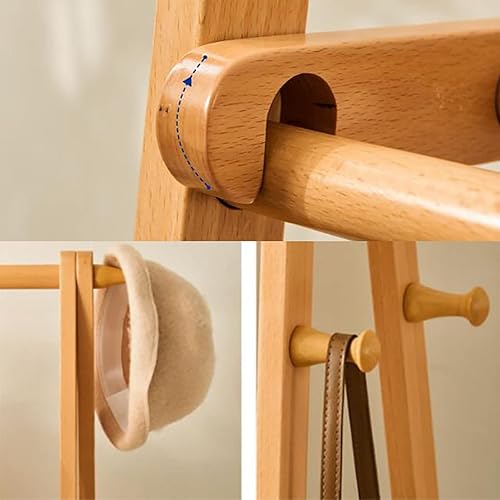 Miniatura 5 de Perchero de madera para ropa, estante multiusos, estantes de almacenamiento para ropa, para dormitorio, armario y lavandería (color del tronco, 23.6