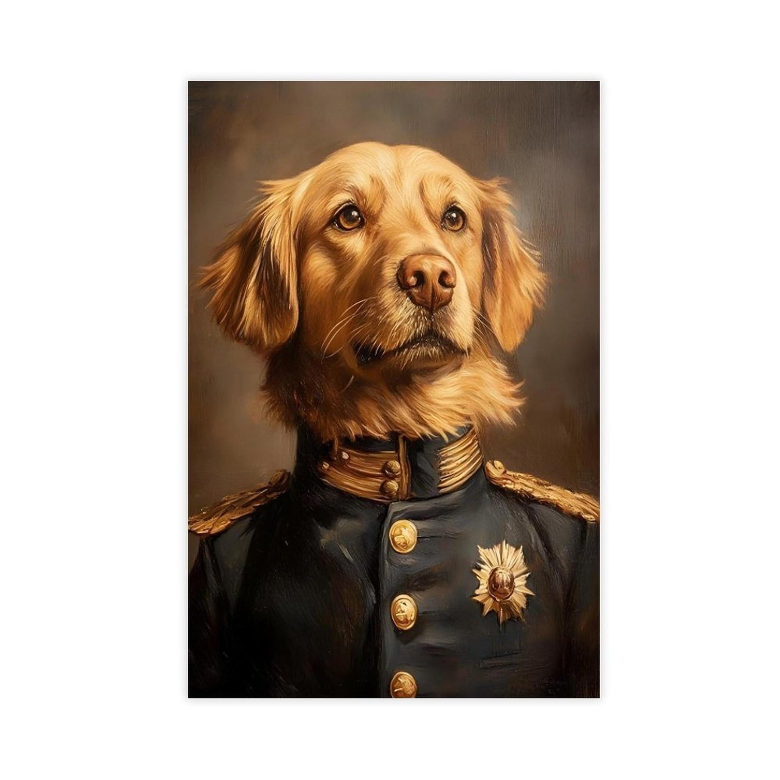 Bareronor Golden Retriever in Uniform Canvas Poster Bedroom Decor Landscape Office Room Decor Gift 12" L X 18" W