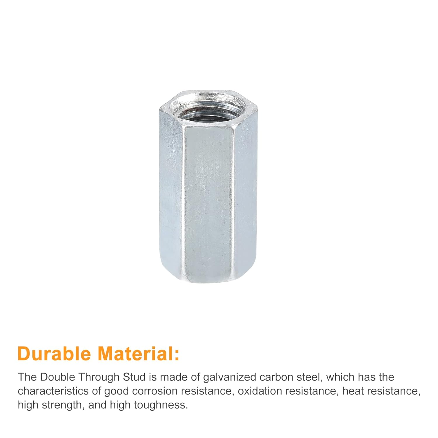 Generic 5pcs M12x15x30mm Coupling Nuts - Galvanized Carbon Steel Hex Threaded Rod Coupler for Furniture, Electronic, Industrial