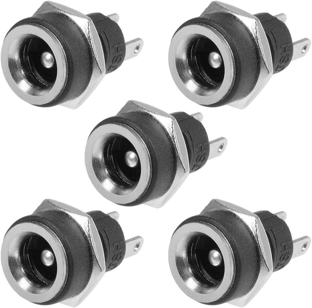 sourcing map 2.1mmx5.5mm DC Power Jack Female DC 30V Panel Mount Connector Socket 5pcs