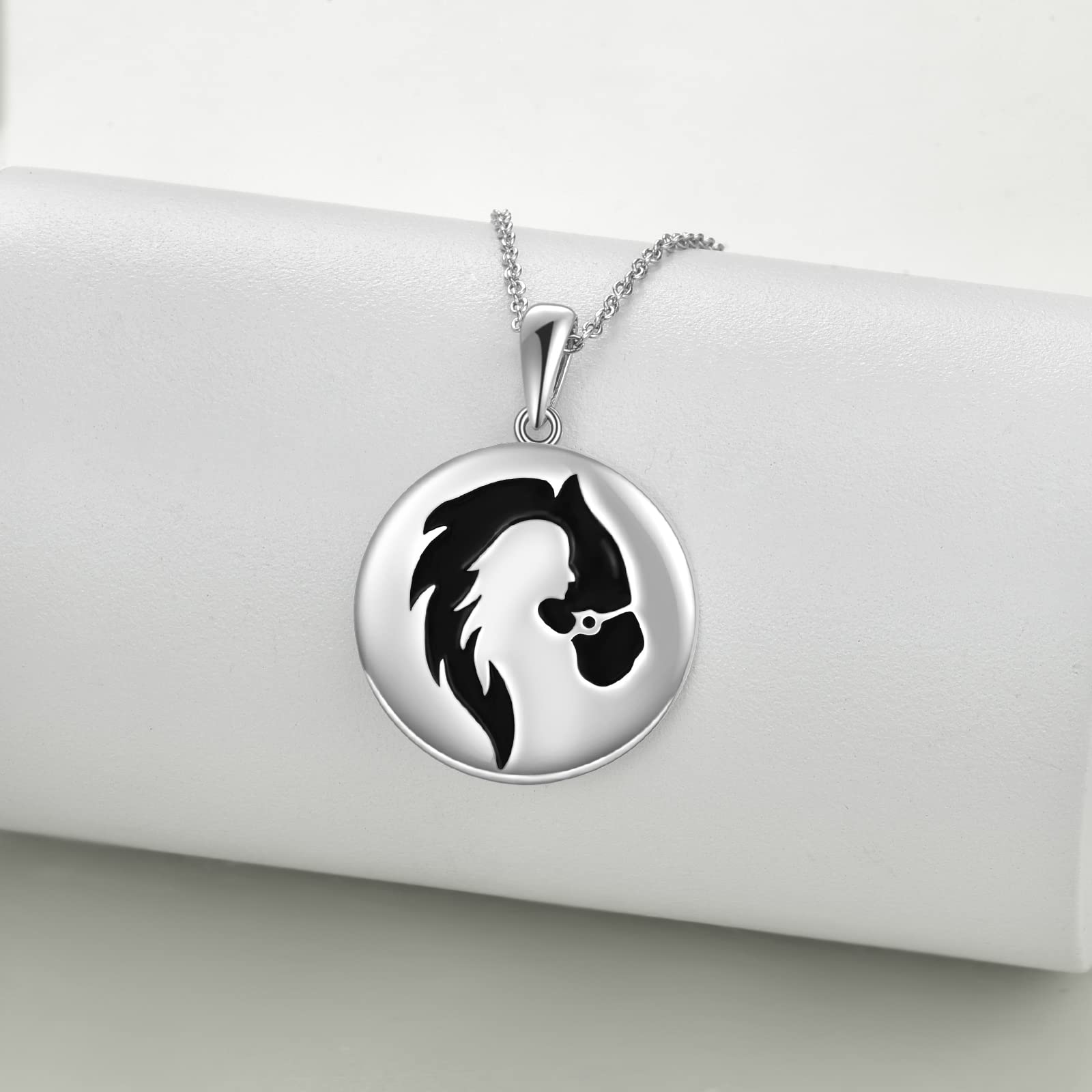 YAFEINI S925 Sterling Silber Pfotenabdruck Kette Hund Katze Niedlichen Welpen Pferd Anhänger Halskette Schmuck Geschenke für Damen Tochter Mädchen
