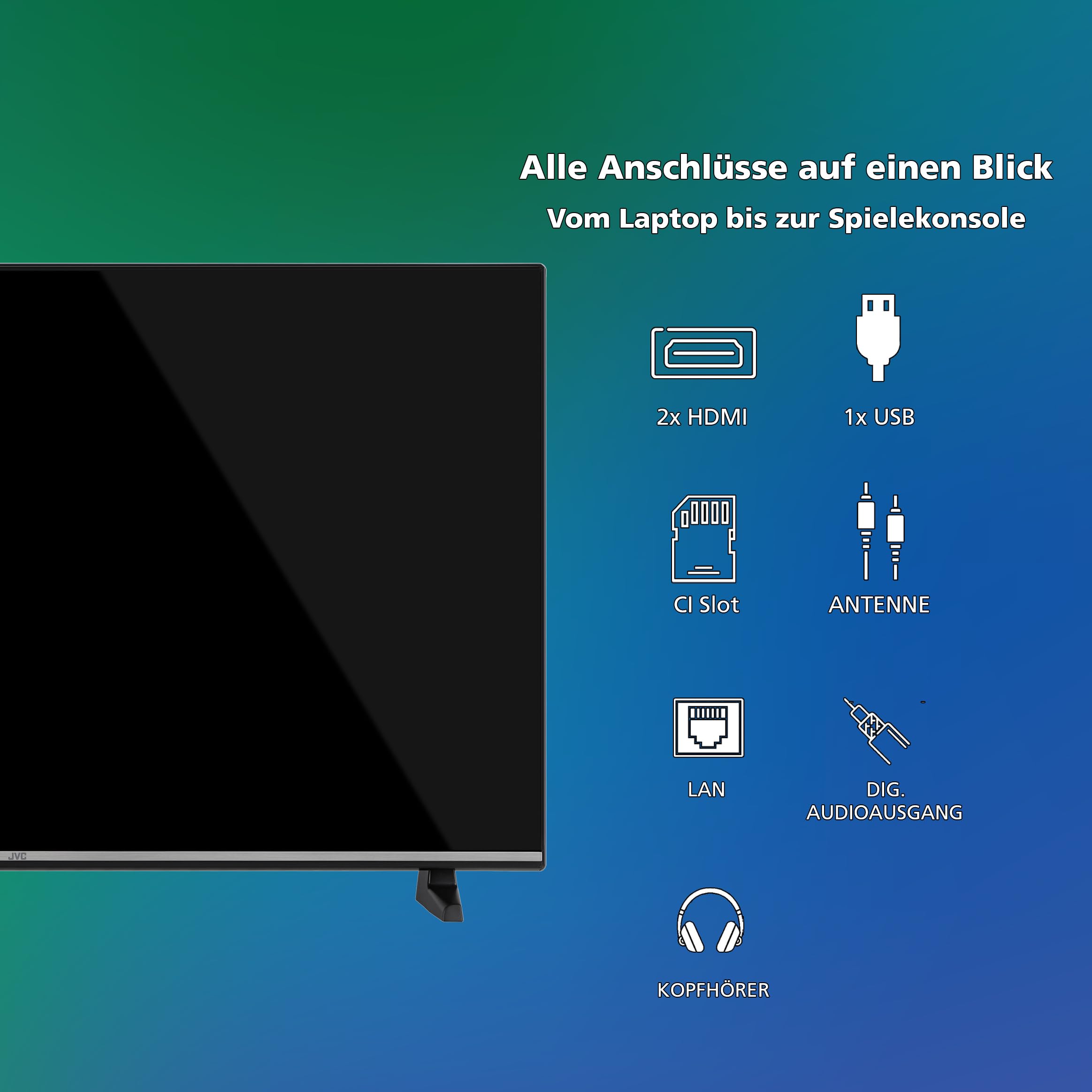 JVC Fernseher 40 Zoll Smart TV VIDAA LT-40VDF5455 Full HD Fernseher, HDR TV mit integriertem Triple-Tuner, LED TV schwarz