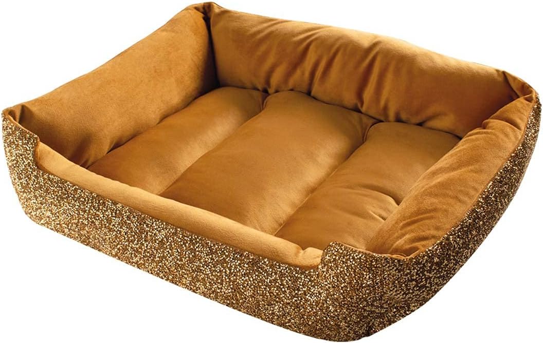 Sparkles Home Pet Bed, Sparkling Rhinestones, Soft, Comfortable Velvet, for Lounging Dogs, Cats, Pets, Gold, Small, Sold Individually