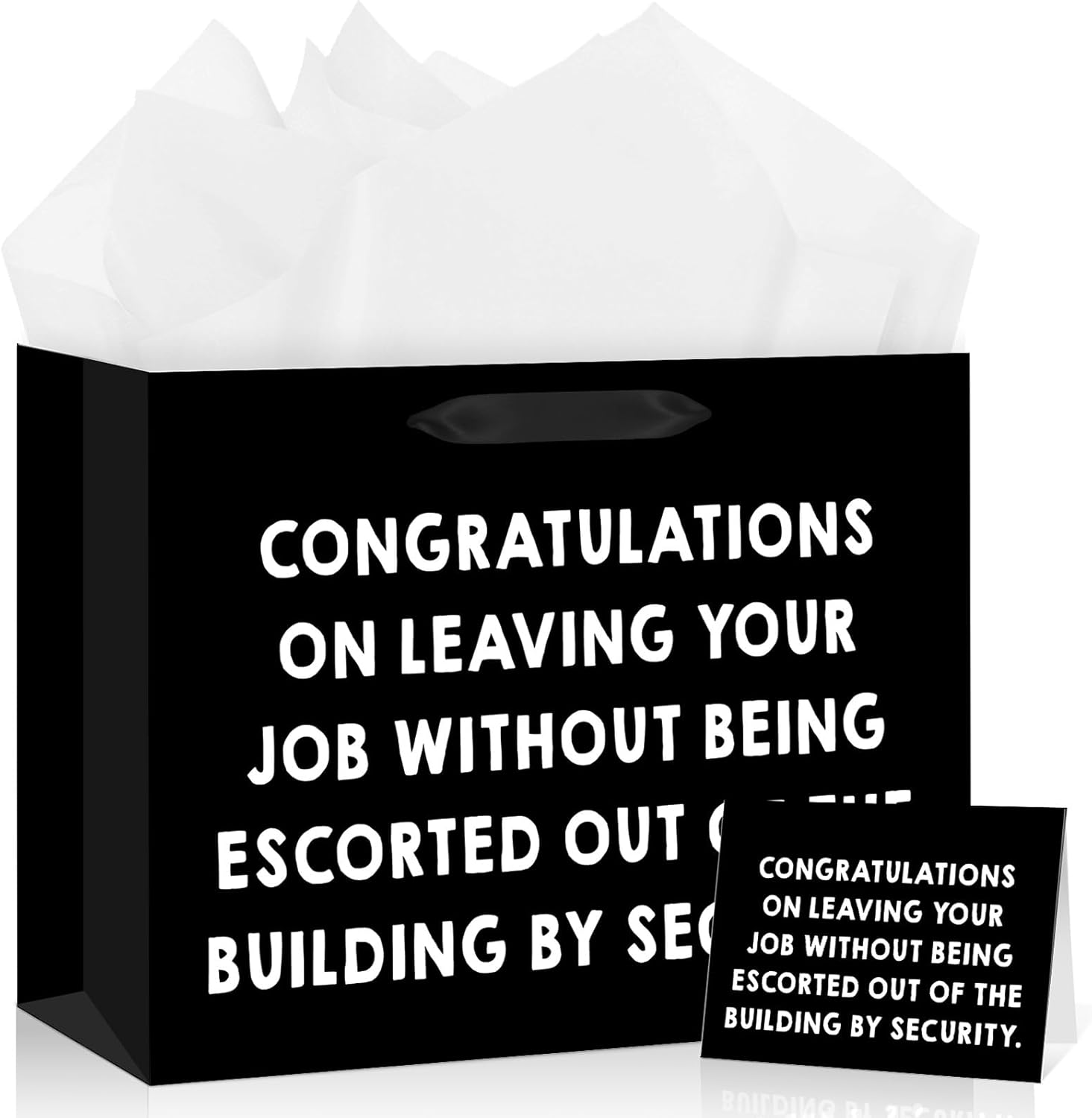Funny Coworker Farewell Gift Bag Black White Retirement Wrapping Bag with Tissue Paper & Card Congratulations Leaving Wrap Bags Happy Retired Decor for Men Women Going Away Goodbye Party Supplies
