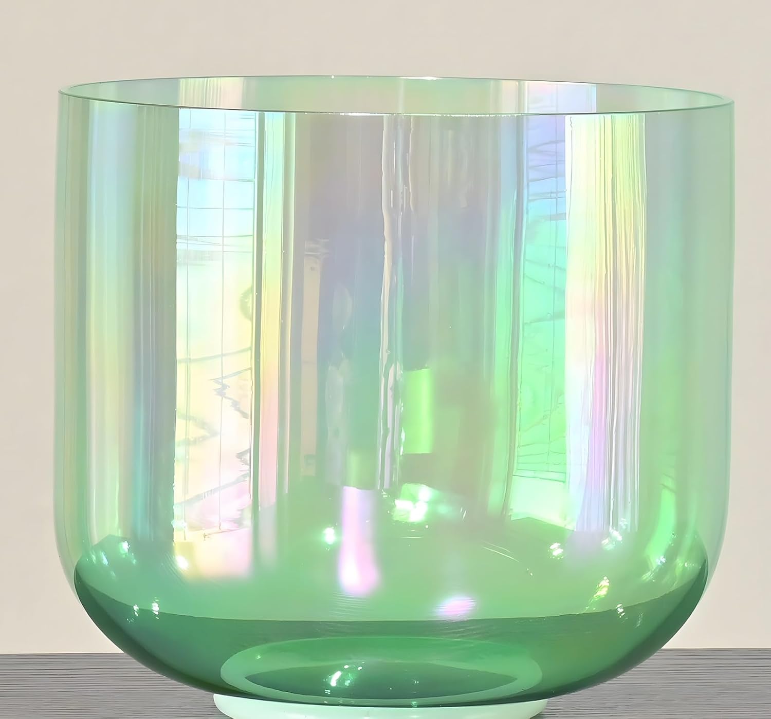 Alchemy Sound Bowl Gradient Green,Cosmic Light Clear Quartz Crystal Singing Bowl,For Prayer, Buddhist, Yoga, Stress Reduction, Adjusting Emotional State(B note,6" 432hz)