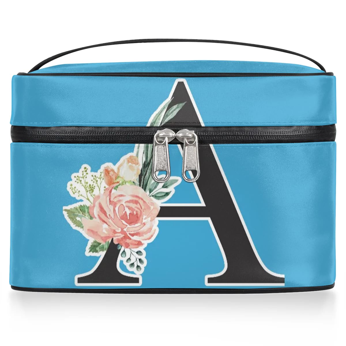 Ioracida Personalized Initial Makeup Bag Custom Travel Cosmetic Bag Vanity Bags Nail Polish Organizer Case Gifts for Women Friend Work Travel Camping,