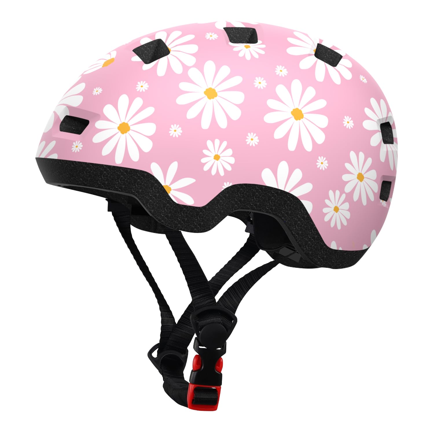 Toddler Bike Helmet Age 1-3/2-4/3-5 Years Old for Boys and Girls - Adjustable Dial Fit - with 12 Vents & Dual Liner (0.16"+0.28") (Pink Daisy S 48-54cm) — image 1