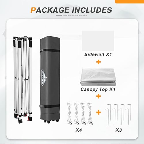 Miniatura 30 de EAGLE PEAK - Tienda de campaña desplegable con toldo, 1 pared lateral, fácil de montar, tienda para eventos, protección solar para exteriores, bolsa