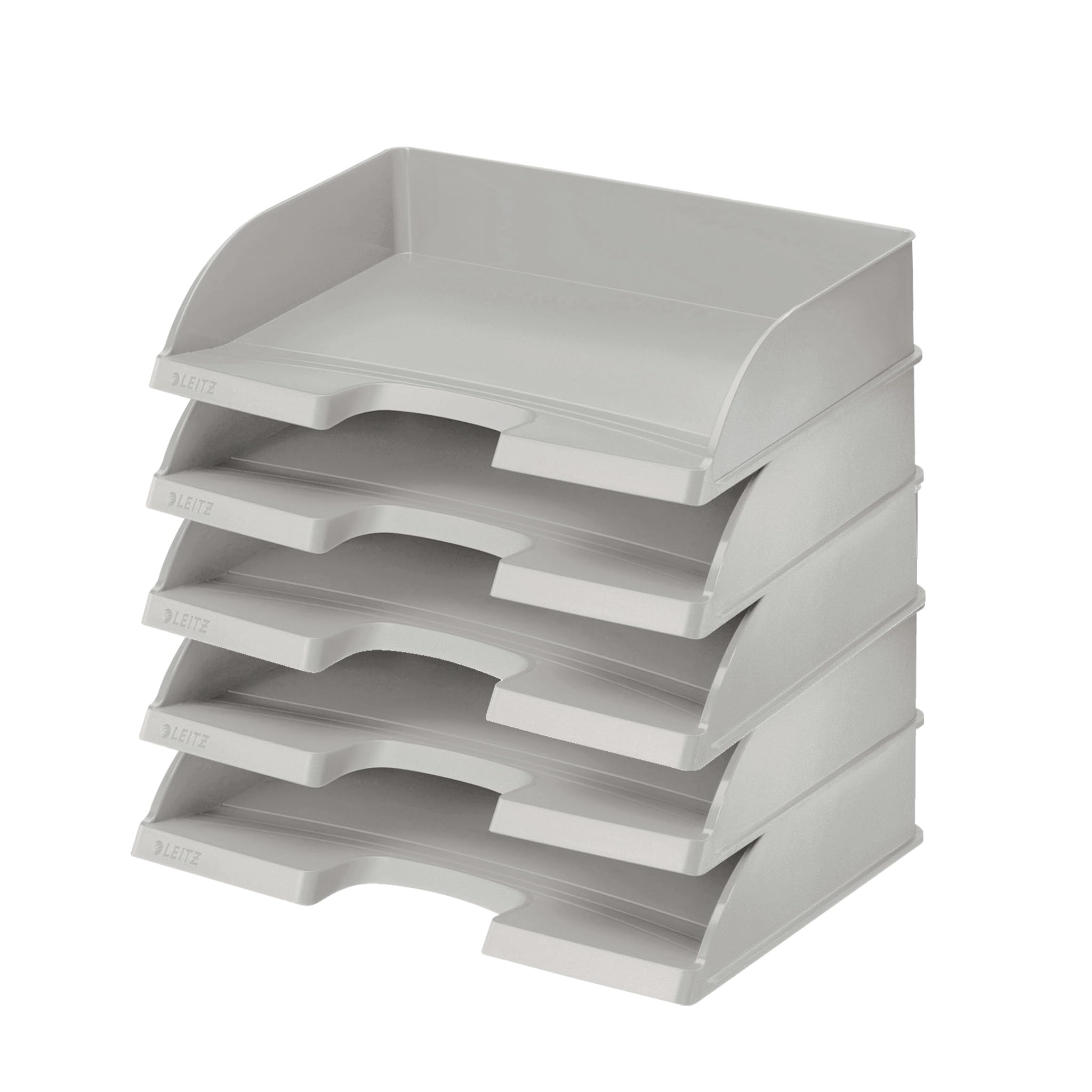 Leitz Plus 52180085 - Vassoio per lettere, formato orizzontale, 5 pezzi, colore: Grigio